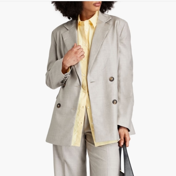 Loulou Studio Jackets & Blazers - LouLou Studio Stone Donau Double-Breasted Blazer 100% Wool